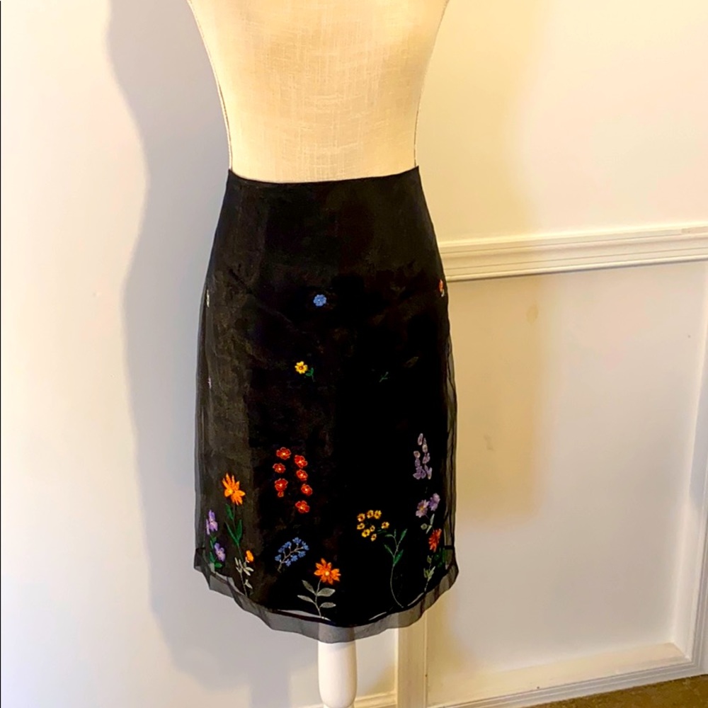 Donna Morgan Black skirt- tulle embroidered
